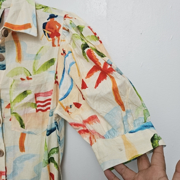 Farm Rio Anthropologie Sz Xs Copacabana Tropical Print Pocket Jumpsuit Belt - Picture 10 of 14